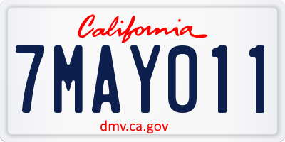 CA license plate 7MAY011