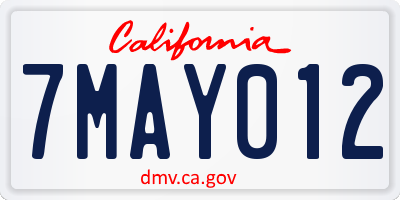 CA license plate 7MAY012