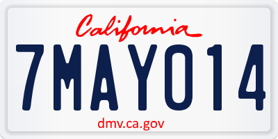 CA license plate 7MAY014
