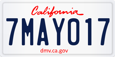 CA license plate 7MAY017