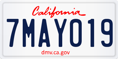 CA license plate 7MAY019