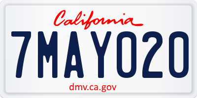 CA license plate 7MAY020