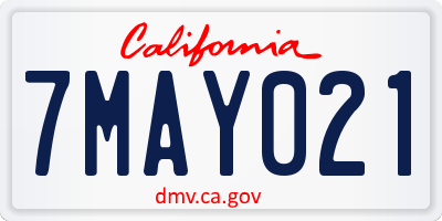 CA license plate 7MAY021