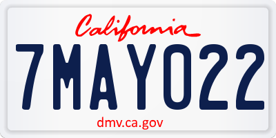 CA license plate 7MAY022