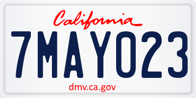 CA license plate 7MAY023