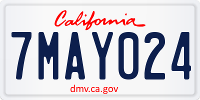 CA license plate 7MAY024