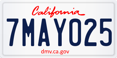 CA license plate 7MAY025