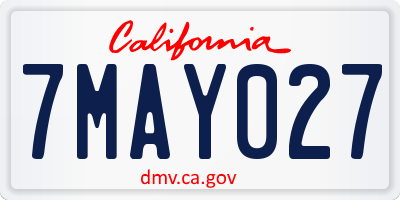 CA license plate 7MAY027