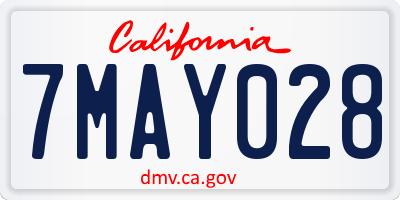 CA license plate 7MAY028