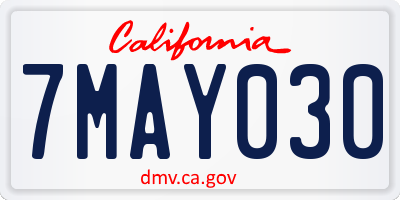 CA license plate 7MAY030