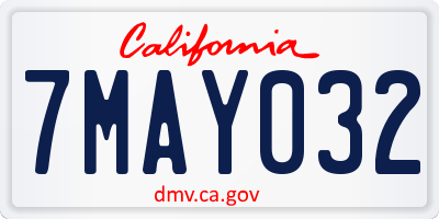 CA license plate 7MAY032
