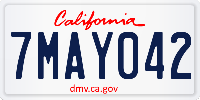 CA license plate 7MAY042