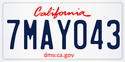 CA license plate 7MAY043