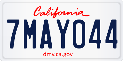 CA license plate 7MAY044