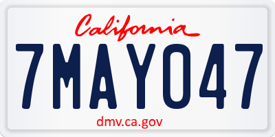 CA license plate 7MAY047