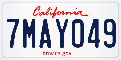 CA license plate 7MAY049