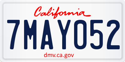 CA license plate 7MAY052