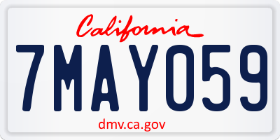 CA license plate 7MAY059