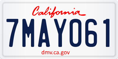 CA license plate 7MAY061