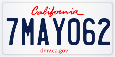 CA license plate 7MAY062