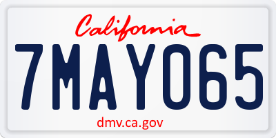 CA license plate 7MAY065
