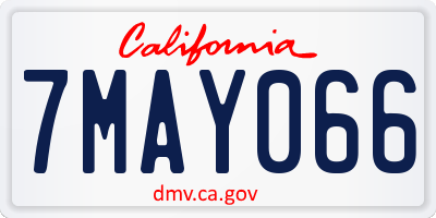 CA license plate 7MAY066