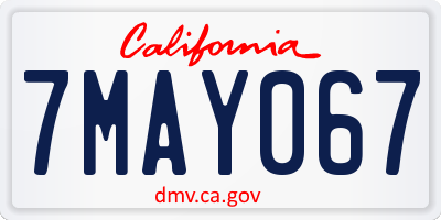 CA license plate 7MAY067