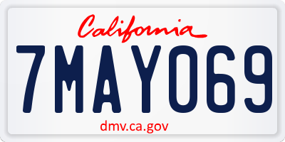 CA license plate 7MAY069