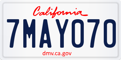 CA license plate 7MAY070