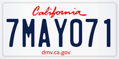 CA license plate 7MAY071
