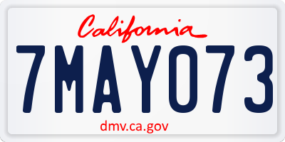 CA license plate 7MAY073