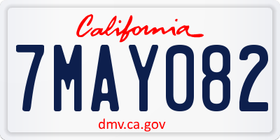 CA license plate 7MAY082