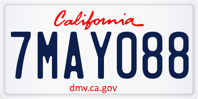CA license plate 7MAY088