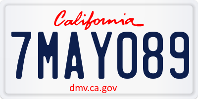 CA license plate 7MAY089