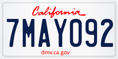 CA license plate 7MAY092