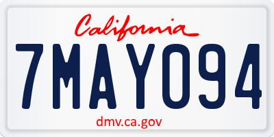 CA license plate 7MAY094