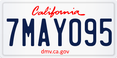 CA license plate 7MAY095