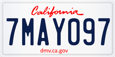 CA license plate 7MAY097