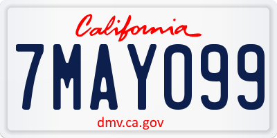CA license plate 7MAY099