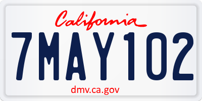 CA license plate 7MAY102