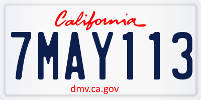 CA license plate 7MAY113