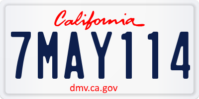 CA license plate 7MAY114