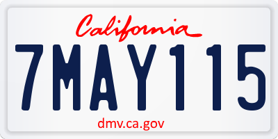CA license plate 7MAY115