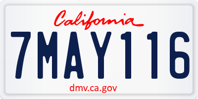 CA license plate 7MAY116