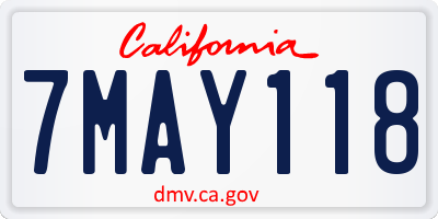 CA license plate 7MAY118