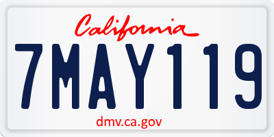 CA license plate 7MAY119