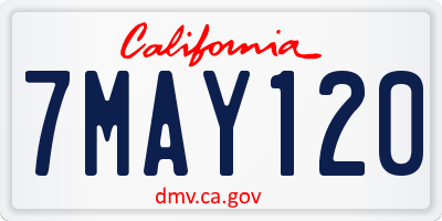 CA license plate 7MAY120