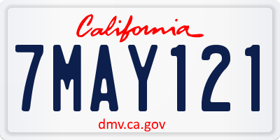CA license plate 7MAY121