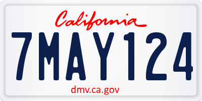 CA license plate 7MAY124