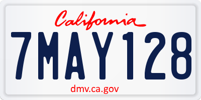 CA license plate 7MAY128